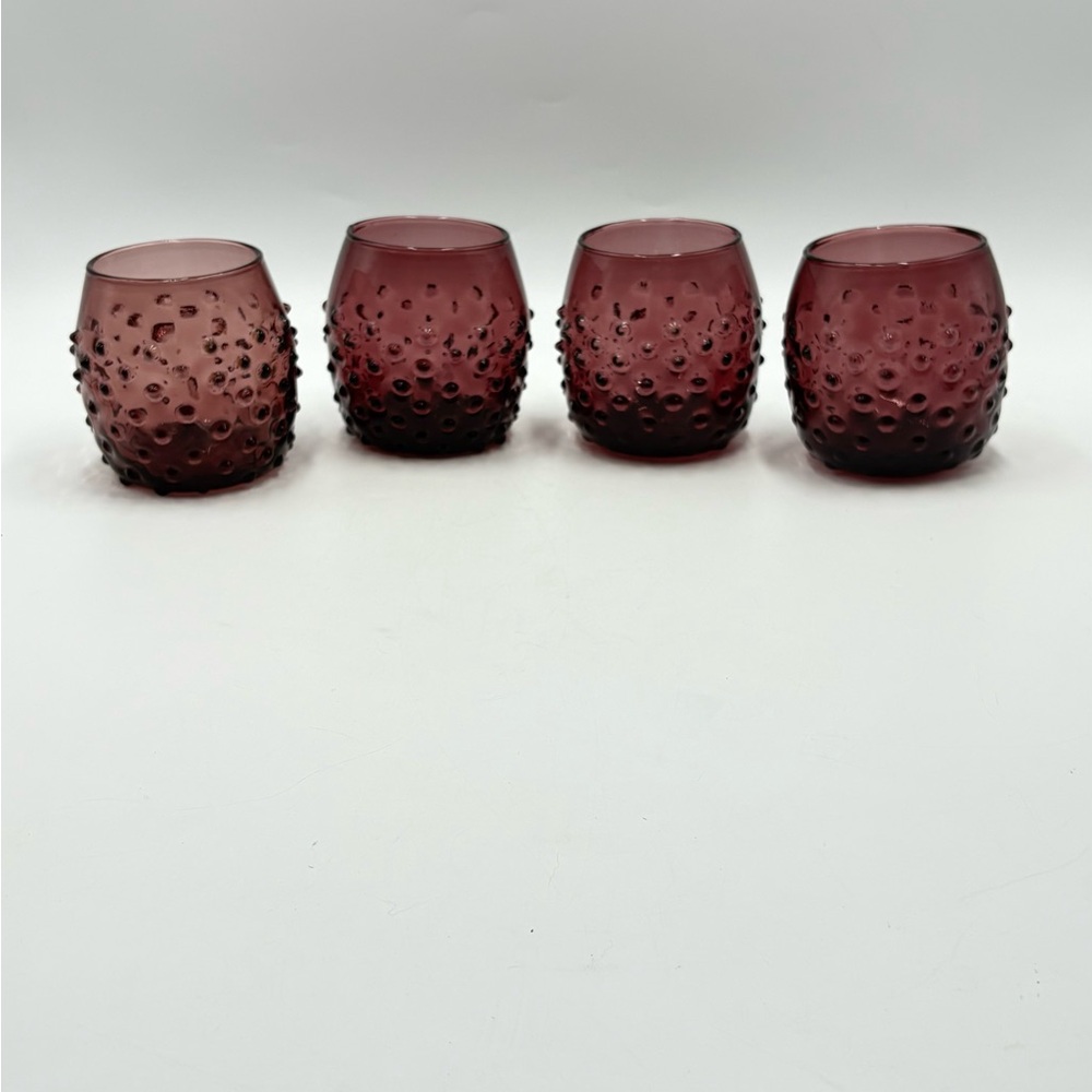 Elegant Plum Glass Votive Candle Holders
